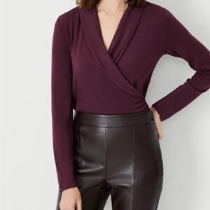 Ann Taylor shawl collar wrap top Large